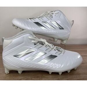 Adidas Shoes Mens Size 11.5 White Silver Football Cleats NASTY 20 Mid Sports